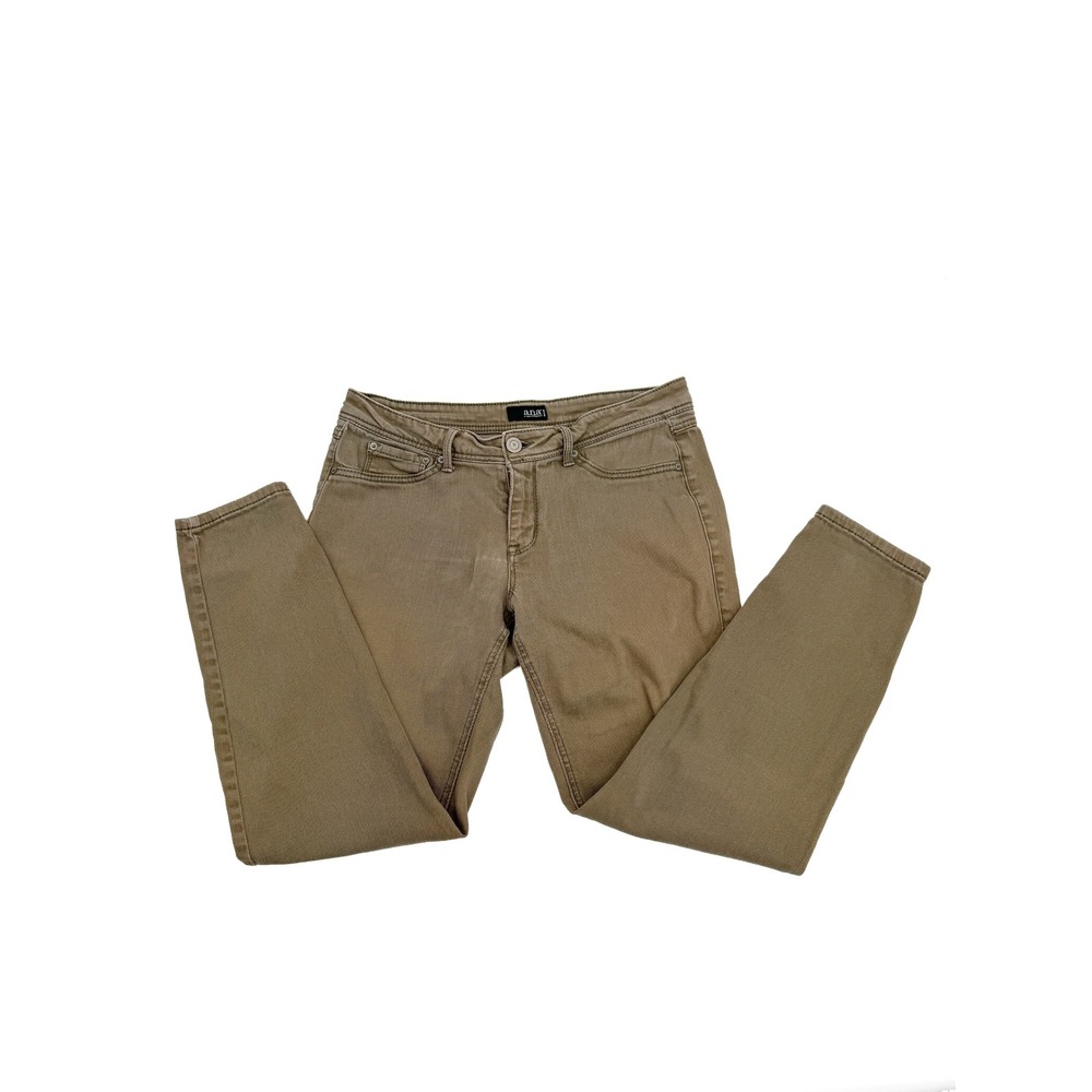 a.n.a Jeans Women 12P Khaki Tan A New Approach Petite Slim Leg Stretch 0155